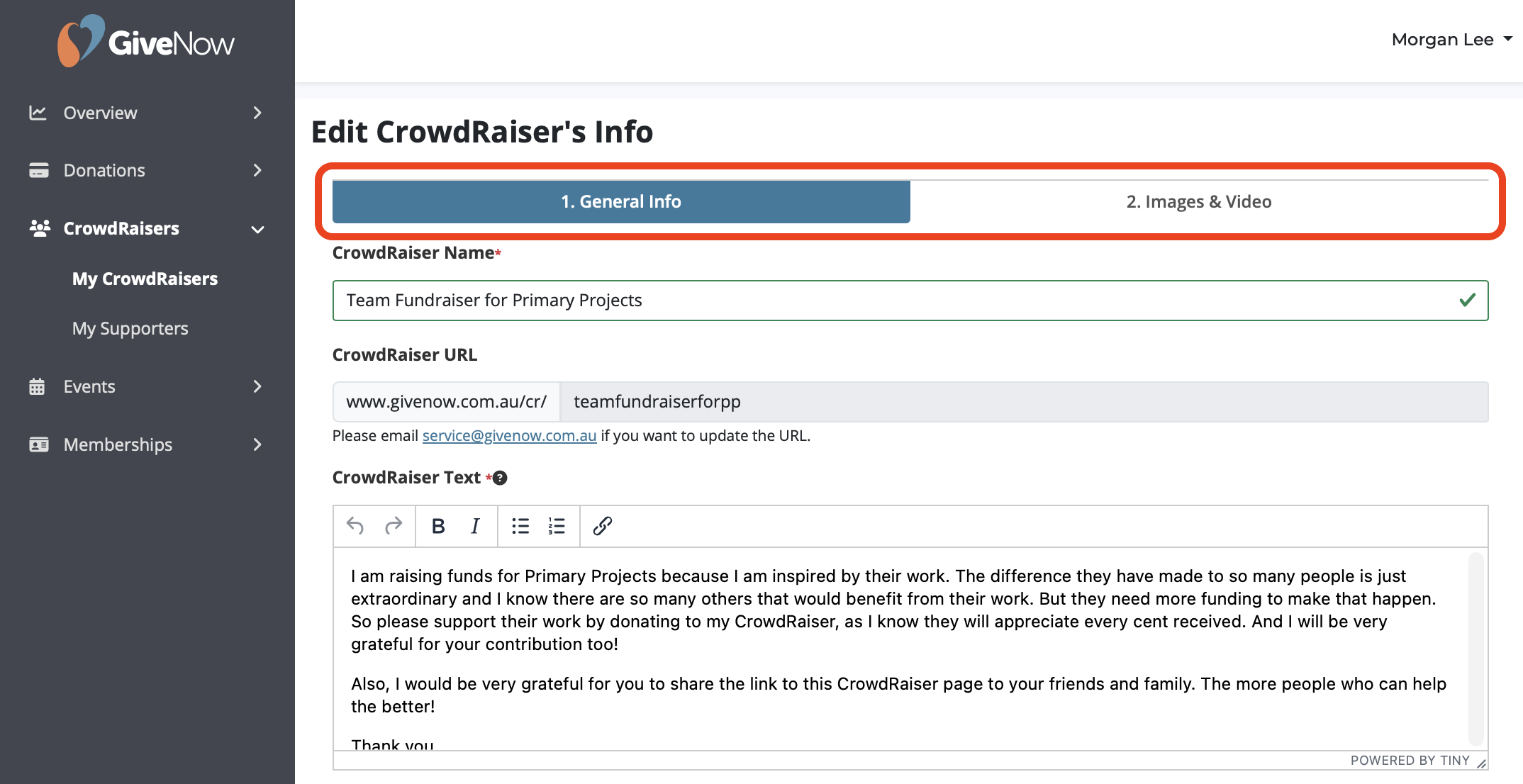 MyGiving_EditCrowdRaiserTabs.png