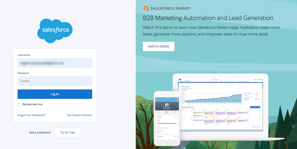 The Salesforce login screen.